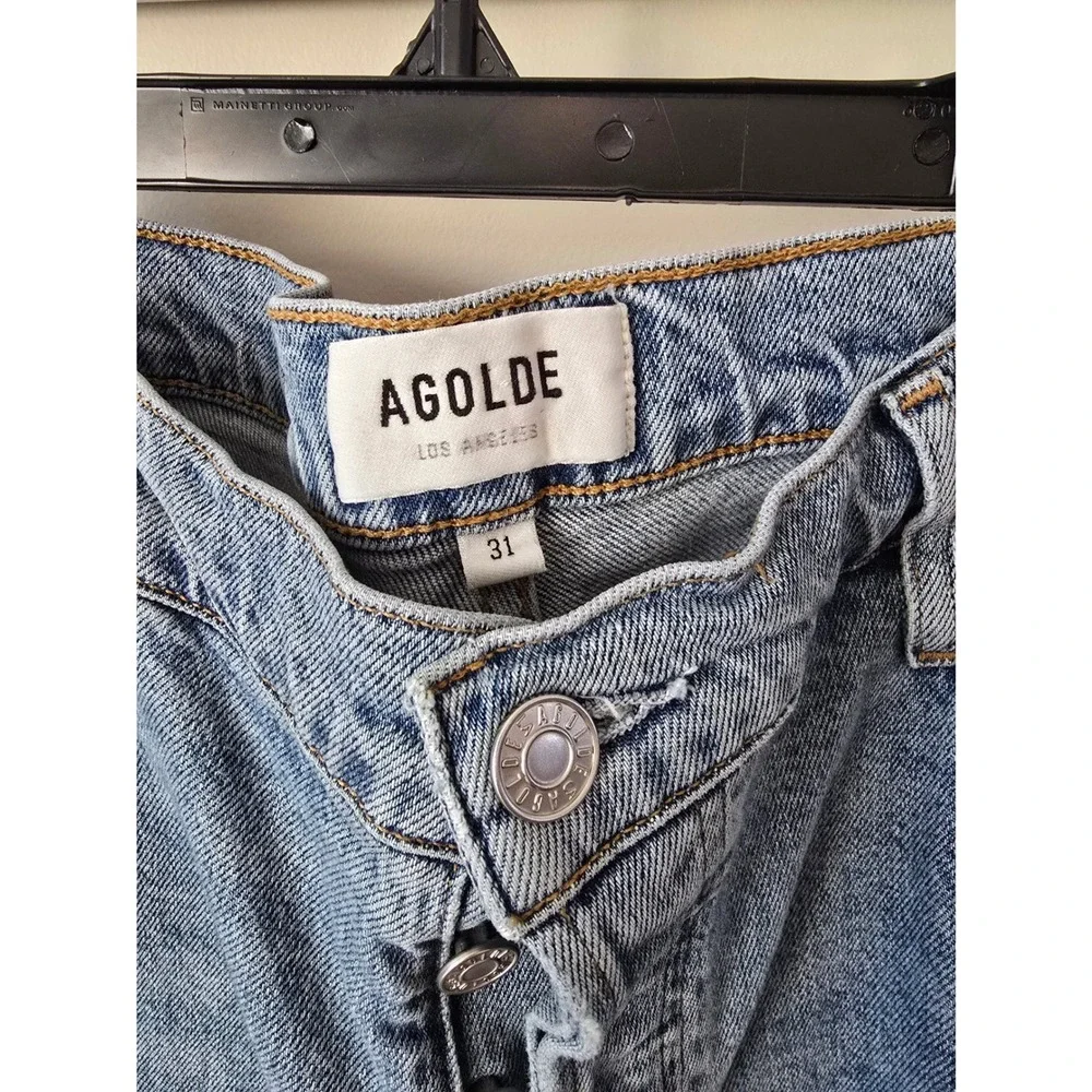 AGOLDE Straight Leg Jeans Nico Light Wash Button Fly Distressed Size 31
